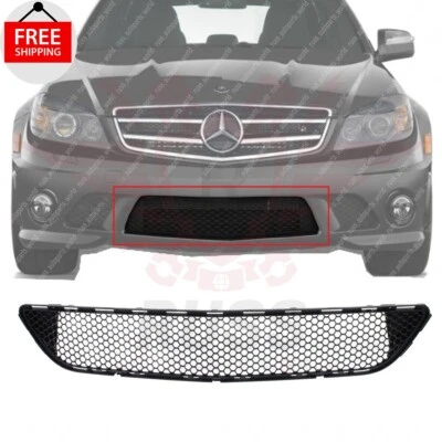 New Front Bumper Grille Black Fits 2008-2011 Mercedes-Benz C230 C250 C300 C350 - Image 1 of 4