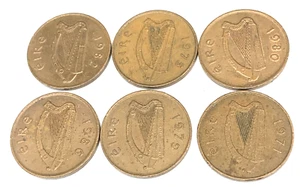 # C4821 IRELAND 2 PENCE COINS, 1971, 1975, 1979, 1980, 1982, 1986 - Picture 1 of 2