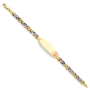 Solid 14K Tricolor Gold Guadalupe ID Bracelet EJAB332 - Picture 1 of 1