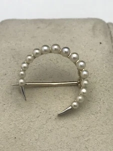 Prendedor victoriano luna semilla perla luna oro macizo - Imagen 1 de 7