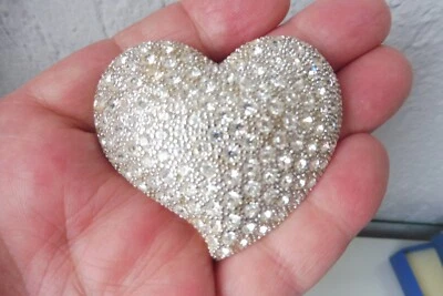 Nobile Spilla / Rimorchio,Cuore Argentato Con Ricca Rivestito Pietre,Pierre Lang - Immagine 1 di 4