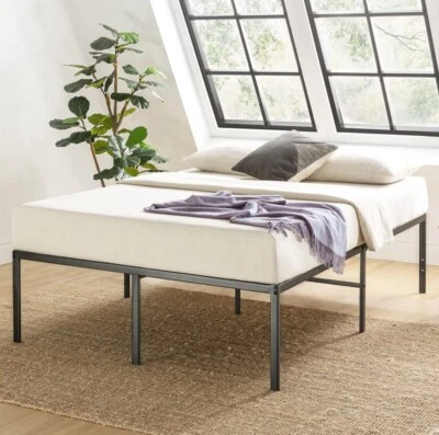 Best Price Mattress Twin 18 Inch Metal Platform Bed Frame, Black