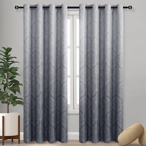 DWCN Ombre Blackout Curtains for Bedroom - Damask Patterned Thermal Insulated En - Picture 1 of 12