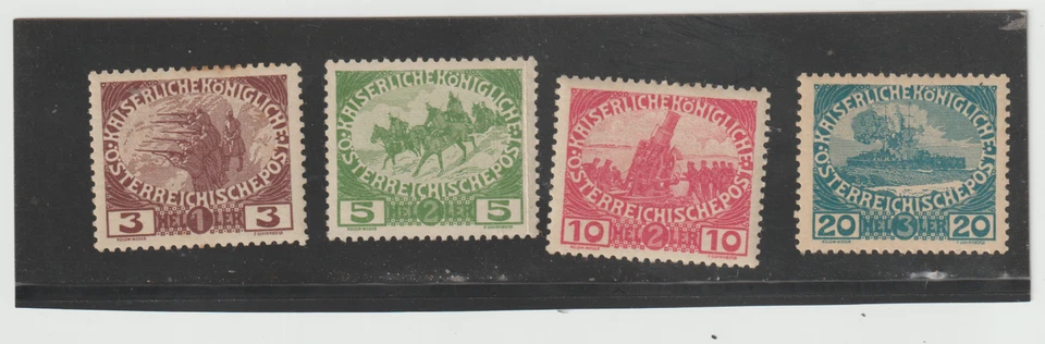 Austria, Scott B3-B6, Ship Cannon, Cavalry, Horses 1915, MH - Image 1 of 1