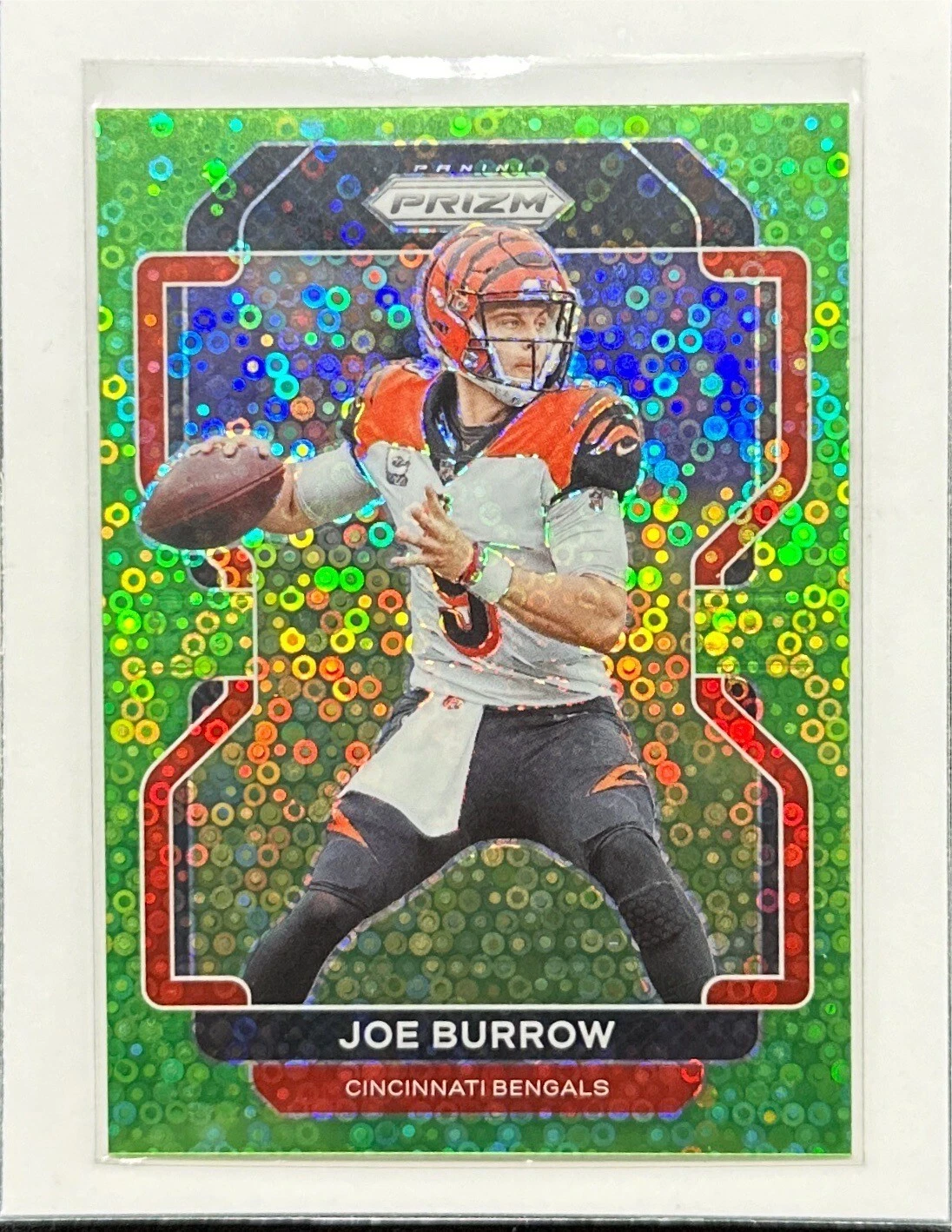 2021 Panini Prizm Joe Burrow Neon Green No Huddle Prizm #3/5 Cincinnati Bengals