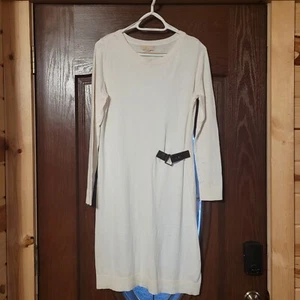 Michael Kors Womens Ivory Sweater Dress With Buckle Design Long Sleeve Size M  - Picture 1 of 11