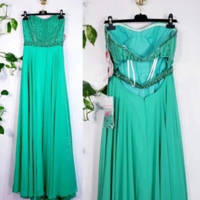 Vestido Verde Formal Mediano Lentejuelas Jade Recorte Fluido Diosa Hada ALYCE PARIS NUEVO CON ETIQUETAS Foto 1 de 4