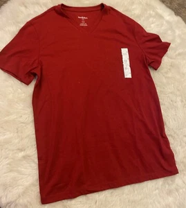 Goodfellow T-Shirt Scollo a V Uomo Medium Rosso Lyndale Tee Casual - Foto 1 di 2