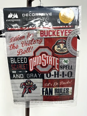 Bandera de jardín Ohio State Buckeyes, nueva, 12x 18”, Evergreen Foto 1 de 2