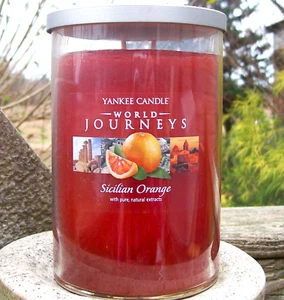 Yankee Candle WORLD JOURNEYS ""NARANJA SICILIANA"" Grande 22 oz. ~ 2 mecha ~ RARO ~ NUEVO - Imagen 1 de 2