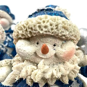 Happy Snow People in Sparkly Blue outfits set of 4 total each are 3.5" tall - Picture 1 of 8