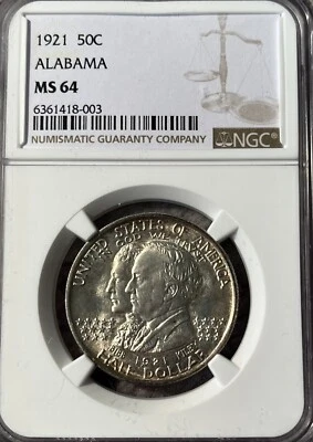 1921 NGC MS64 Alabama Commemorative Silver Half Dollar - Image 1 of 2