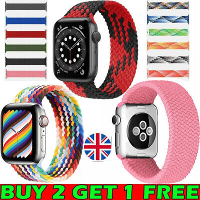 For Apple Watch Strap Series 7 SE 6 5 4 3 2 SE Nylon Braided Solo Loop Band UK • 5.15€
