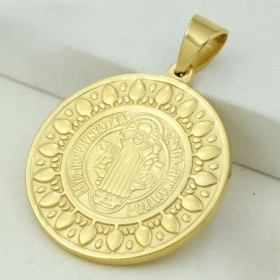 Men's Gold Stainless-Steel,SAN BENITO 54mm Round Pendant*Unisex,Box - Image 1 of 3