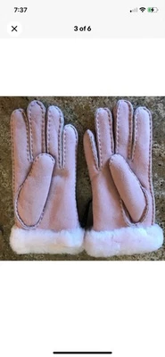 NUEVO CON ETIQUETAS Guantes Para Mujer UGG Genuinos Teñidos de Piel de Oveja Delgados Ventilación Lateral Rosa M  Foto 1 de 4
