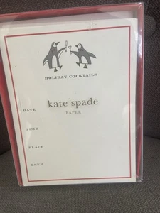 Kate Spade box of 10 holiday cocktails Party Invitations & stripe Lined Envelope - Picture 1 of 5