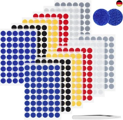 MARKE TIKPLUS Bunt Klettpunkte Selbstklebend 20mm, 600 STK/ 300 Paar Klett Klebe Punkte, Rund