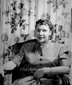 Vintage Negative Photo African American Woman Floral Background Lush Satin Dress - Picture 1 of 1
