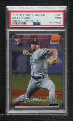 2022 Stadium Club Chrome Orange Refractor 5/25 Matt Brash PSA 9 Rookie RC 0c6 - Image 1 of 3