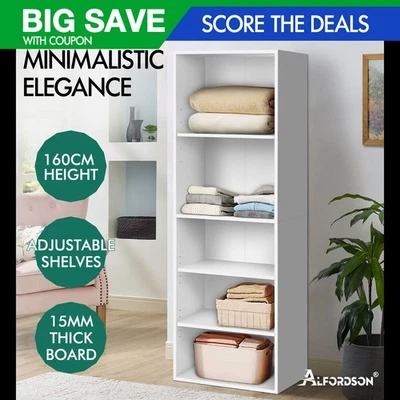 ALFORDSON Wardrobe Clothes Storage Cabinet Closet Organizer 5 Shelves White - image 1 of 4