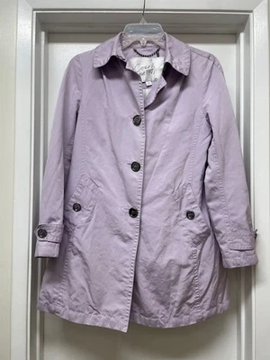 Chaqueta de lluvia Coach lavanda púrpura gabardina forrada talla XS Foto 1 de 4