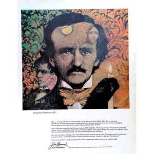 1961 Print Ad John Hancock Insurance Edgar Allan Poe Genius 11x14 - Picture 1 of 3