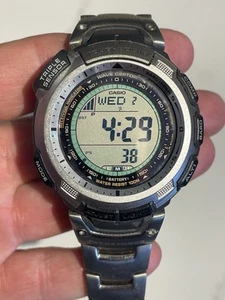 CASIO PAW-1300T Solar Pathfinder TITANIUM Band Japan NEW BATTERY -- RARE! - Picture 1 of 9