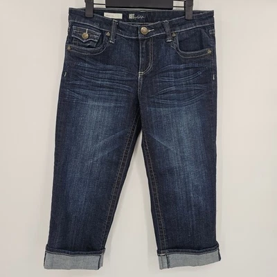 Kut From The Kloth Natalie Crop Jeans Women Size 6 Dark Wash Cuffed Denim - Image 1 of 4