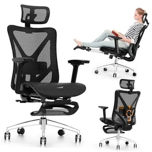  Ergonomic Office Chair with Footrest, 135° Onyx Black high back with footrest - Picture 1 of 7