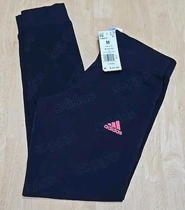 Adidas Favorites Printed Leggings Womens Blue All Over Logo Cotton Blend Medium - Picture 1 of 3