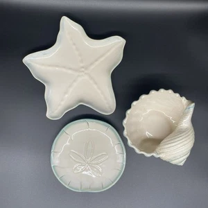 Home Studio Shoreline Collection Nautilus Bowl Starfish Sand Dollar Plates 3 Pcs - Picture 1 of 20