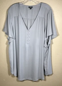 Torrid Tunic Top Sz 5 5X Flutter Sleeve Gray Pullover Flowy Lightweight 8-32 - Picture 1 of 6