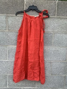 Lungo L'Arno A-Linie Tank Mini Etuikleid Leinen Rot Gr. XL Made In Italy - Bild 1 von 10