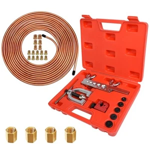 Premium Brake Line Kit - 25 Ft 3/16 Copper Coated Brake Tubing, 16 Fittings &... - Picture 1 of 8