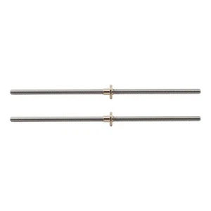 Set of 2 Stainless Steel 300mm Threaded Spindles with Brass Nuts for T8 - Afbeelding 1 van 13