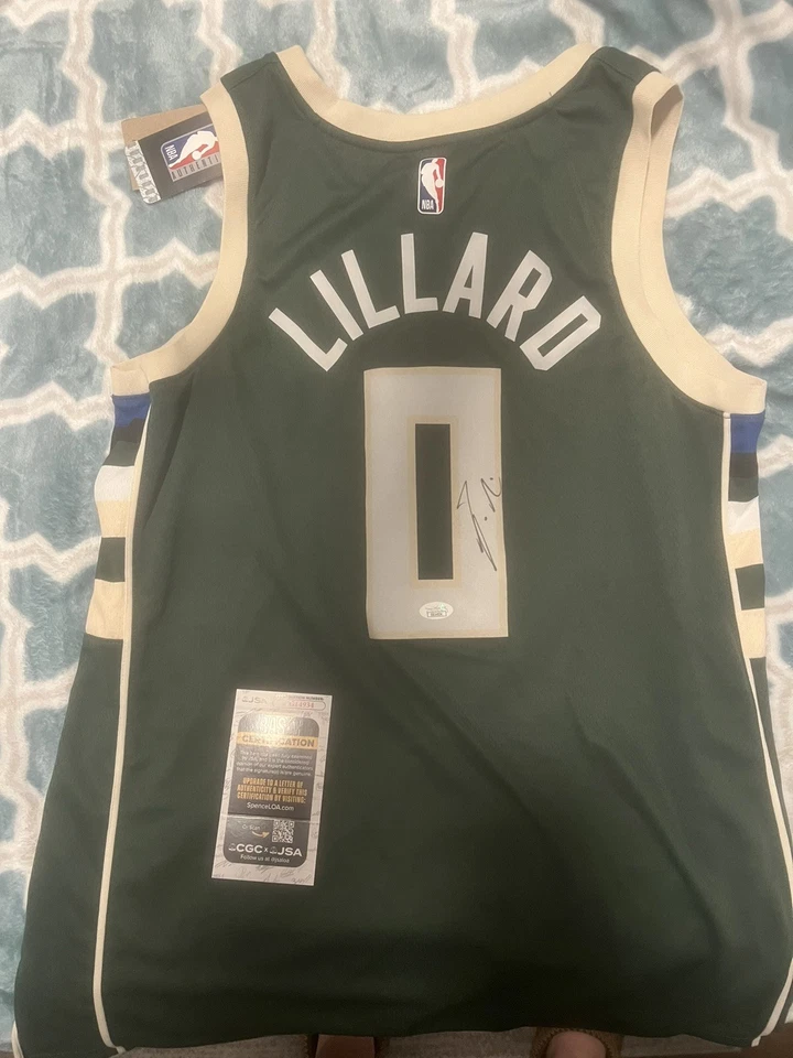 Damian Lillard Inscription Signed Auto Authentic Bucks Jersey JSA COA - Image 1 of 1