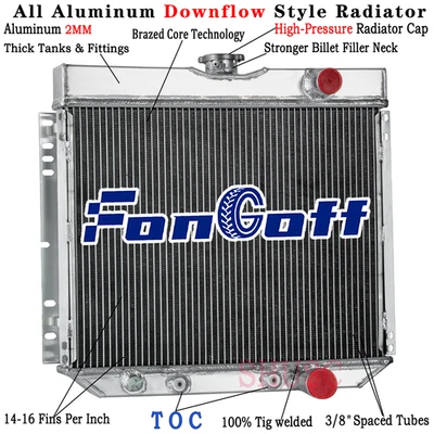 340 3 Row Aluminum Radiator For 67 68-1970 Ford Mustang Torino Fairlane Mercury - Image 1 of 4