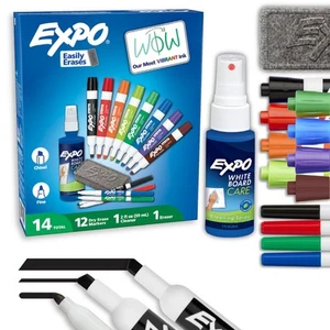 Dry Erase Markers Kit, Fine and Chisel Tip Markers, Assorted Colors, Eraser, ... - Picture 1 of 8