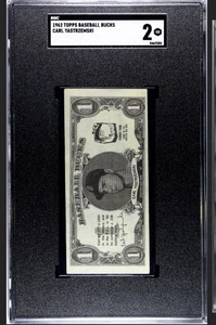 1962 Topps Baseball Bucks CARL YASTRZEMSKI Boston Red Sox SGC 2 - Picture 1 of 2