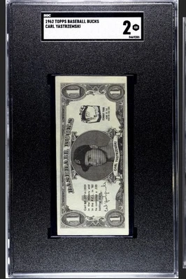 1962 Topps Baseball Bucks CARL YASTRZEMSKI Boston Red Sox SGC 2 - Image 1 of 2