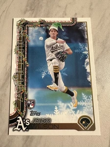 2025 Topps Holiday Jacob Wilson RC Elf Hat Variation SP Athletics - Bild 1 von 2