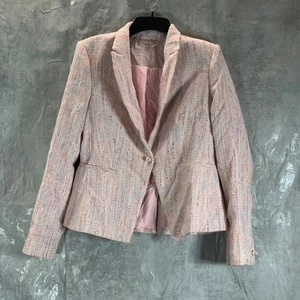 Blazer DKNY Para Mujer Lápiz Labial Multi Tweed Muesca-Cuello Imitación Perla Un Botón Talla 6 - Imagen 1 de 12
