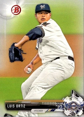2017 Bowman Prospects Luis Ortiz #BP128 Milwaukee Brewers Baseball Card - Image 1 of 2