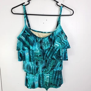 Miraclesuit Badeoberteil Damen 12 Tankini Rüschen Lagenlook türkis maximalistischer Druck - Bild 1 von 9