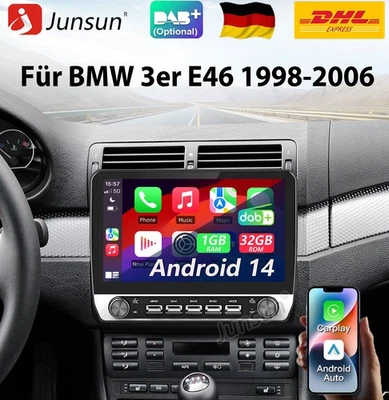 DAB+ Carplay Android 14 WIFI BT SWC Für BMW 3er E46 1998-2006 Autoradio GPS Navi - Bild 1 von 4