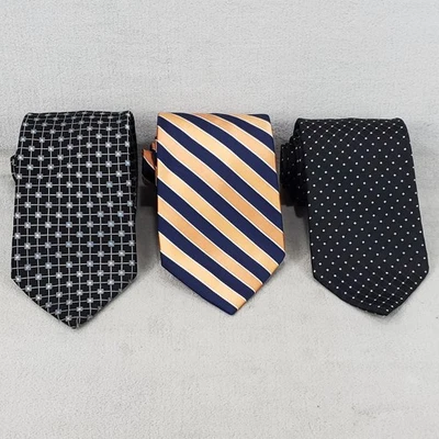 Lot of 3 IZOD Men's 100% Silk Stripes & Geometric Designs 59" x 3.5" Neck Ties - Image 1 of 4