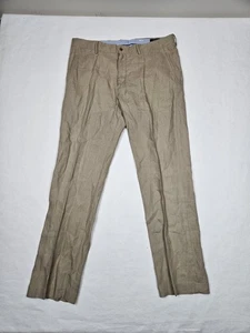 Polo Ralph Lauren Pants Mens 35x32 Linen Tan Classic Fit Chino Preppy - Picture 1 of 14