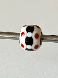 Trollbeads 🍀 Mini Barrel Creme mit schwarz und rot 🍀 925 LAA - Bild 1 von 6