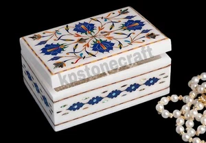 Colorful marble jewellery box with heavy inlay work - Jewelry Storage Box - Picture 1 of 6