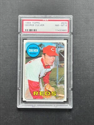 1969 Topps #635 George Culver Reds PSA 8 NM-MT - Image 1 of 2